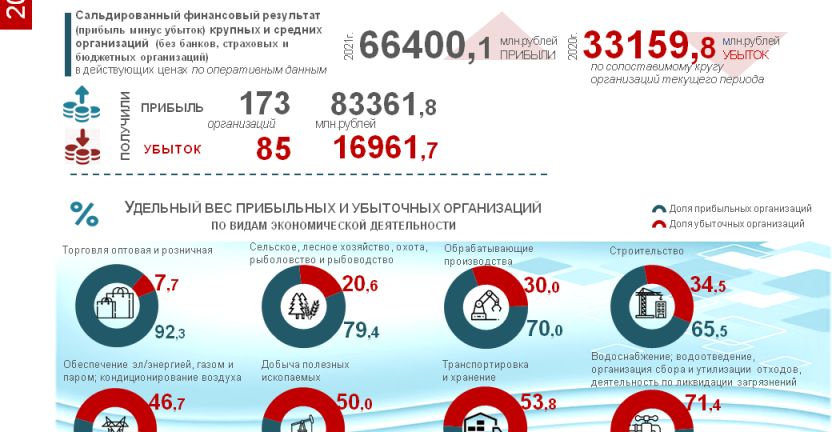 Финансовые результаты предприятий и организаций Амурской области за 2021 год